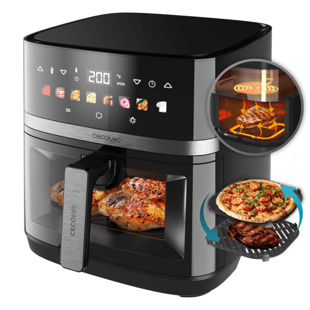 Cecofry&Grill Duoheat 8000 Air fryer with double heating element for grilling and flavour, 8 litre capacity and 2200 W power for healthy meals.