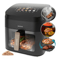 Cecofry&Grill Smokin' 8500 Air fryer with double heating element for perfect grilling of meat, 8.5 litre capacity and 2200 W power for healthy meals.