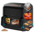 Cecofry&Grill Smokin'Prime 11000 Air Fryer with double heating element for perfect results and grilled meat flavour, 11 litre capacity, 2300 W power for healthy meals and removable divider which allows you to choose between two dual temperature baskets